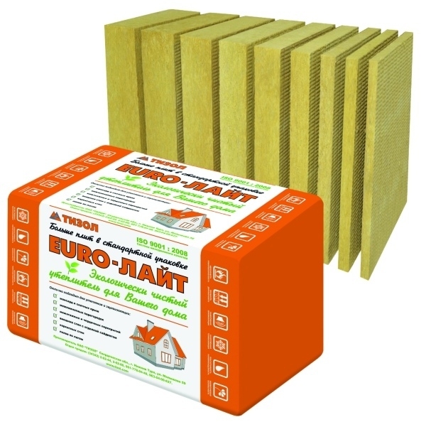 Утеплитель Тизол ЕВРО-Лайт 50 К 1000х600х50 мм, 15 шт. уп